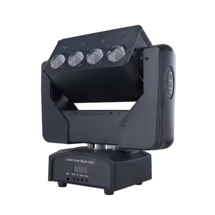 PROJECTEUR DJ KTV CLUB ÉCLAIRAGE LED 4 FAISCEAUX, LUMIERE MOBILE A 4 LASERS, LED 10W 4IN1 – N MARCHE