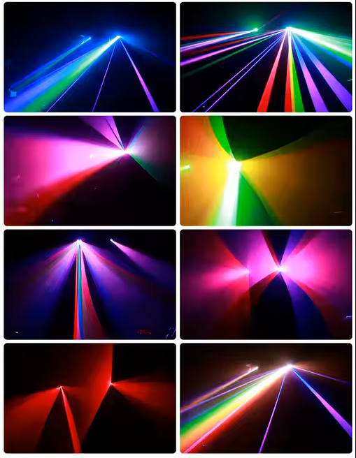 PROJECTEUR DJ KTV CLUB ÉCLAIRAGE LED 4 FAISCEAUX, LUMIERE MOBILE A 4 LASERS, LED 10W 4IN1 – N MARCHE